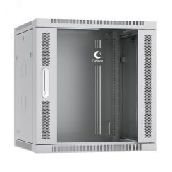 Шкаф телекоммуникационный настенный разобранный 19дюйм 12U 600x450x635mm (ШхГхВ) дверь стекло, цвет серый (RAL 7035) Cabeus SH-05F-12U60/45-R