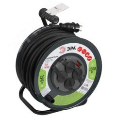 Удлинитель силовой RMx-4es-3x2.5-50m-IP44(KG) на металлической катушке с заземлением с выключателем 4 розетки 50м КГ ЭРА Б0052919