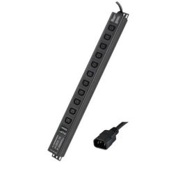 Блок распределения питания (PDU) 0U 10A с индикацией и защитой, Вых:11 С13, Вх:С14