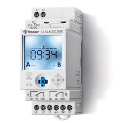Реле времени цифровое недельное, монтаж на рейку 35мм, 2СO 16A, питание 24B AC/DC, NFC, ширина 35мм, степень защиты IP20 FINDER 12.A2.0.024.0000