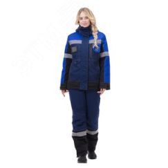 Костюм Виват утепленный женский (ткань смесовая, 240), куртка, полукомбинезон, синий-васильковый-черный, 104-108,158-164 Авангард Сэйфети 172812