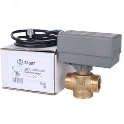Клапан компактный 2-ходовой зональный клапан, сервопривод 230V, с кабелем 1м, НР 1' STOUT SVM-0070-200125