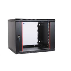 Шкаф телекоммуникационный настенный разборный 18U (600х350) дверь стекло черный ЦМО ШРН-Э-18.350-9005