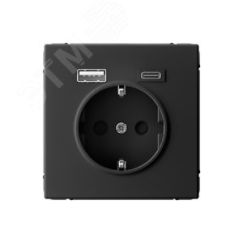 ARTGALLERY розетка 16А с 2 USB A+C, 5В/2,4А/3,0А, 2х5В/1,5А, механизм, карбон SE (Systeme) GAL001032