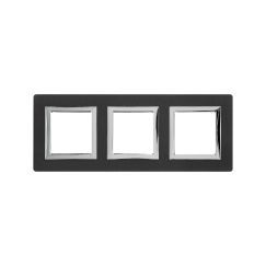 Рамка из алюминия, "Avanti", черная, 3 поста (6 мод.)