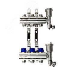 Коллекторная группа FHF-3R set 3 контура 1' х 3/4' c воздухоотводчиками и кронштейнами Ридан 088U0703R