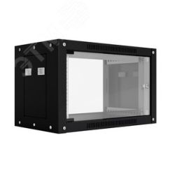 Шкаф настенный телекоммуникационный WS 9U 600х600х500мм, 2 профиля 19, дверь стеклянная, боковые стенки съемные, разобранный, черный RAL 9005 NTSS NTSS-WSP9U6060GS-BL