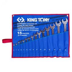 Набор комбинированных ключей, 6-32 мм, чехол из теторона, 15 предметов King Tony 1215MRN02