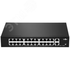 Коммутатор неуправляемый, 24 RJ-45 POE порта, 2 RJ-45 Uplink Smartec ST-NS224MB-GD