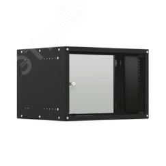 Шкаф настенный телекоммуникационный LIME 9U 550х600х500мм, 2 профиля 19, дверь стеклянная, боковые стенки несъемные, разобранный, черный RAL 9005 NTSS NTSS-WL9U5560GS-BL