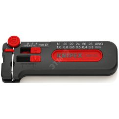 Мини-стриппер для тонких медных кабелей с кабелерезом зачистка 03-1мм (AWG 28-18) L=100мм с ограничителем длины 4-15мм ударопрочный пластик блистер Knipex KN-1280100SB