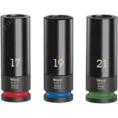 Набор головок торцевых ударных шестигранных Wheel Impaktor C Set 1 DR 1/2 3 предмета 17/19/21 x 85 мм с пластиковой обоймой для защиты колёсного диска WERA WE-004595