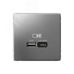 ARTGALLERY USB розетка A + тип-C 45Вт высокоскор.заряд. QC, PD, механизм, сталь SE (Systeme) GAL000929