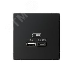 ARTGALLERY USB розетка A + тип-C 45Вт высокоскор.заряд. QC, PD, механизм, карбон SE (Systeme) GAL001029