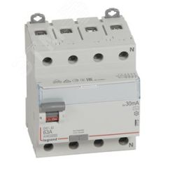 Выключатель дифференциального тока (УЗО) 4п 63А 30мА DX3 АC N справа LEGRAND 411704