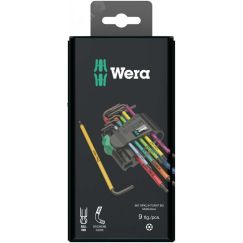 Набор Г-образных ключей 967/9 TX BO Multicolour TORX 1 SB BlackLaser с отверстием под штифт с шаром магнит TX 8 - TX 40 9 предметов WERA WE-073599