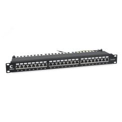 Патч-панель IDC 19' (1U), 24 порта RJ-45, категория 6a, полностью экранированная, с задним кабельным организатором Cabeus PL-24-Cat.6a-SH-Dual