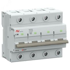 Выключатель автоматический AV-125 4P 80A (C) 10kA EKF AVERES EKF mcb125-4-80C-av