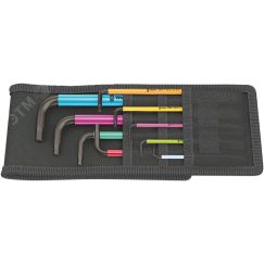 Набор Г-образных ключей 950/9 Hex-Plus Multicolour Imperial BlackLaser 1 с шаром 1.5 - 10 мм 9 предметов WERA WE-022639
