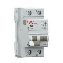 Дифференциальный автомат DVA-10 1P+N 16А (B) 300мА (A) 10кА EKF AVERES EKF rcbo10-1pn-16B-300-a-av