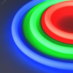 Лента герметичная MOONLIGHT-TOP-F280-D25мм 24V RGB 360deg (14.4 W/m, IP65, 3535, 5м, wire x1) (Вывод кабеля прямой) Arlight 037563