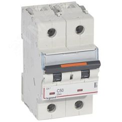 Выключатель автоматический двухполюсный 50А C DX3 25кА LEGRAND 409773