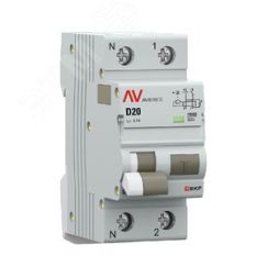 Дифференциальный автомат DVA-10 1P+N 20А (D) 100мА (A) 10кА EKF AVERES EKF rcbo10-1pn-20D-100-a-av