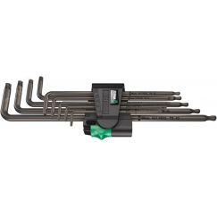Набор Г-образных ключей 967/9 TX XL 1 TORX цинковое фосфатирование удлиненный с шаром TX 8 - TX 40 9 предметов комплектация: 3x 967 XL TORX Г-образный WERA WE-024460