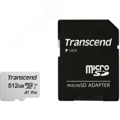 Карта памяти 512GB MicroSD 300S UHS I, SDXC, V30, U3, 100 МБ/с, Class 10 Transcend TS512GUSD300S-A