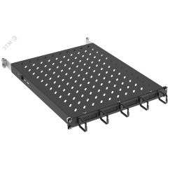 Полка стационарная ITK by ZPAS 19'' 1U с кабельным органайзером и щеточным вводом нагрузка до 120кг 750мм черная ITK ZP-FS05-U-1U-78