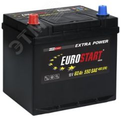 Аккумулятор автомобильный EUROSTART Extra Power Asia 60Ah L+ (нижний борт) EUROSTART EUA601