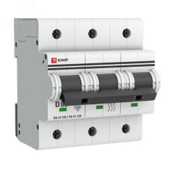 Автоматический выключатель ВА 47-125 3P 80А (D) 15кА PROxima EKF mcb47125-3-80D