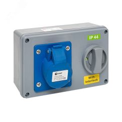 Розетка с блокировкой и выключателем 1413 2Р+РЕ 16А 220В IP44 EKF ps-1413-16-220