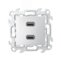 Розетка 2xUSB 2.0 для передачи данных цвета алюминий S24 Harmonie Simon 2411090-033
