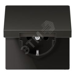 Штепсельная розетка SCHUKO одинарная, с заземлением, с откидной крышкой, 16A, 250В  (механизм + накладка, без рамки). Серия LS990  Материал- металл  Ц JUNG AL1520KLAN