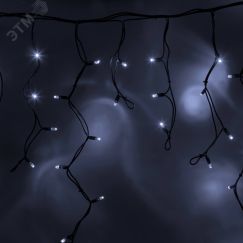 Гирлянда Айсикл Бахрома светодиодная 5х0,7 м, 152 LED, черный провод каучук, белое свечение Neon-Night 255-315
