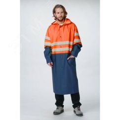 Плащ сигнальный повышенной видимости 3 кл. защиты (ПВХ,270), т.синий/оранжевый, р. 56-58/182-188 Факел-спецодежда 87484850