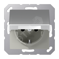 Розетка штепсельная SCHUKO 16A 250V с защитой от  детей, с крышкой, алюминий JUNG A1520BFKIKLAL