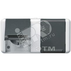Двойная горизонтальная SCHUKO-розетка 16A 250V~ для накладного монтажа IP44 JUNG 8220-1W