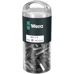 Набор бит 851/1 Z DIY 100 PH 1 вязкая твердость хвостовик 1/4 C 6.3 100 шт PH 1 x 25 мм с держателем-еврослот WERA WE-072440