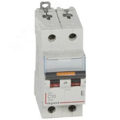 Выключатель автоматический двухполюсный 10А C DX3 25кА LEGRAND 409767