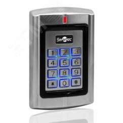 Считыватель MIFARE с клавиатурой, интерфейс Wiegand 34, считывание SN, 3-6 см, -30град.+60град.С, 128x82x28 мм, 10-14 В DC, 40 мA Smartec ST-PR140MK