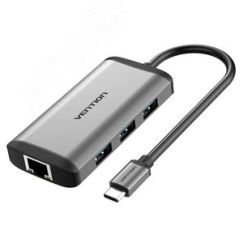 Хаб USB Type C 6 в 1, USB 3.1, HDMI 19, RJ45 Vention CNCHB