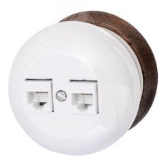 Розетка RJ45 компютерная двойная Фаберже, керамика, цвет перламутр Бирони B2-302-010/18