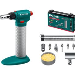 Газовый паяльник MULTI TORCH набор 8-в-1, 30-150 Вт, горелка, фен, пьезоподжиг, 1300град.С KRAFTOOL 55506-H8