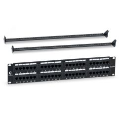 Патч-панель IDC 19' (2U), 48 портов RJ-45, категория 5e, Dual IDC, с задним кабельным организатором Cabeus PL-48-Cat.5e-Dual