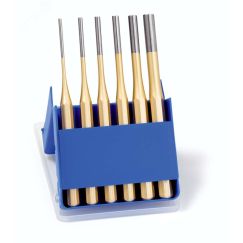 Набор выколоток Standard DIN 6450, 6 предметов, 3 / 4 / 5 / 6 / 8 / 10 мм, Cr-V, золотистые, пластиковый кейс Rennsteig RE-4251500