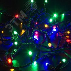 Гирлянда светодиодная Нить 10м 100 LED RGB черный ПВХ IP65 свечение с динамикой 230В Neon-Night 245-408