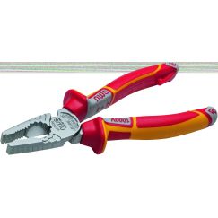 Пассатижи диэлектрические CombiMax 1000В VDE 205 мм, покрытие Crom, рукоятки SoftGripp 3K NWS 109-49-VDE-205