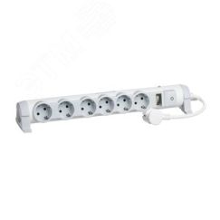 Удлинитель бытовой 6 постов 6х2К+З с заземлением шнур 3м LEGRAND 694647